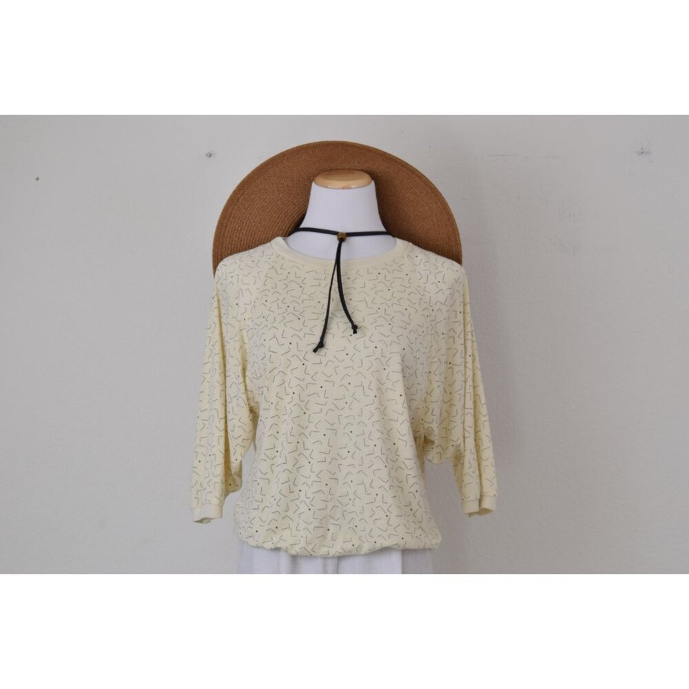 Vintage 80s Batwing Sleeves Abstract Shirt‎ by Currants by Jeri-Jo size M - Picture 9 of 10
